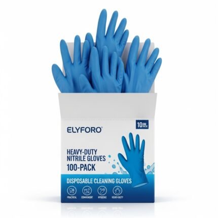 Elyforo Heavy-Duty Nitrile Gloves | 100-Pack Disposable Cleaning Gloves